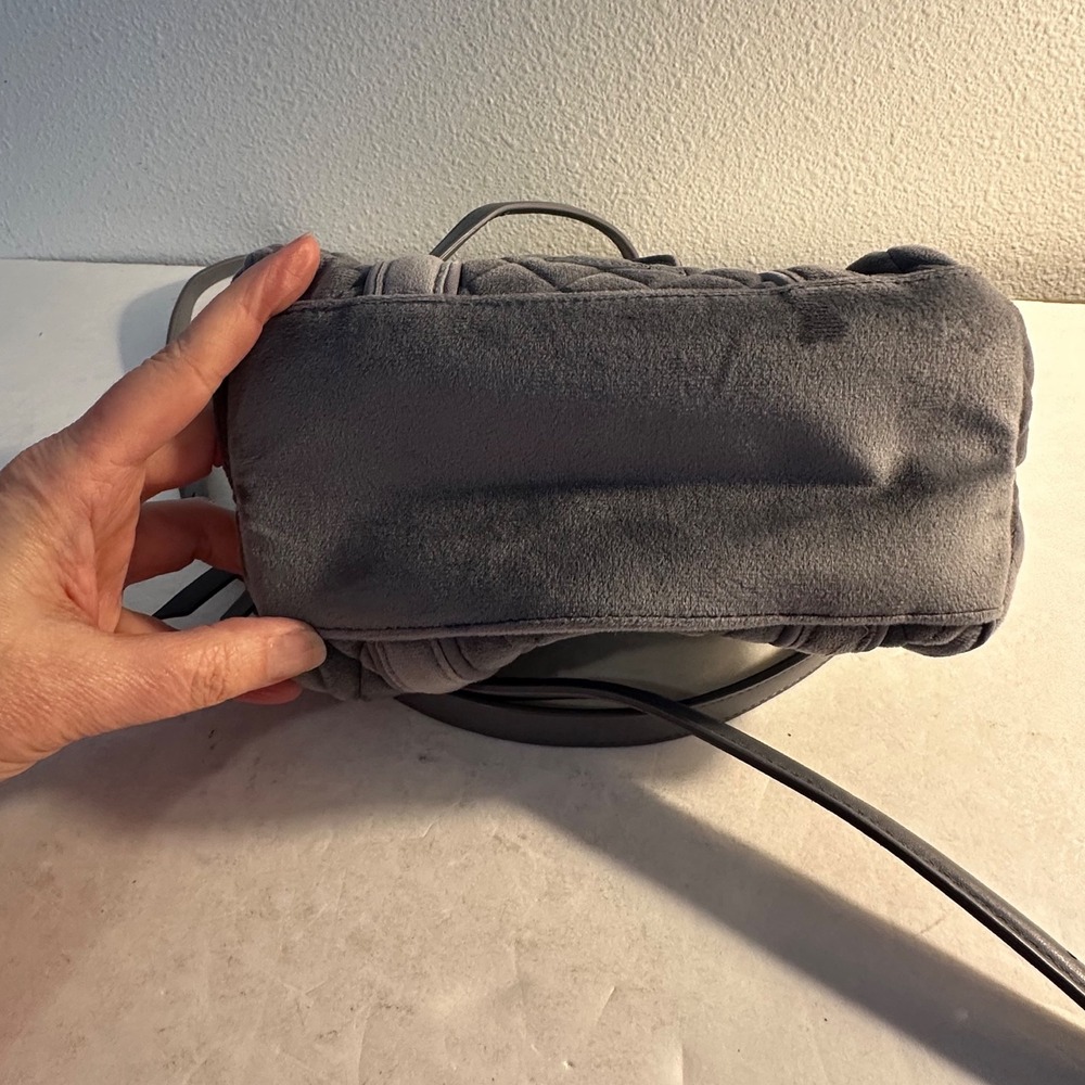 Vera Bradley Quilted Velour Mini Satchel Crossbody Bag Carbon Gray Casual Travel - Picture 7 of 9
